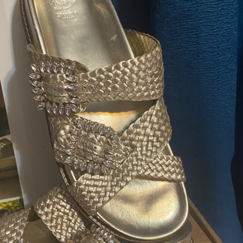 Dune London- Elegant Gold Woven Women's Sandals